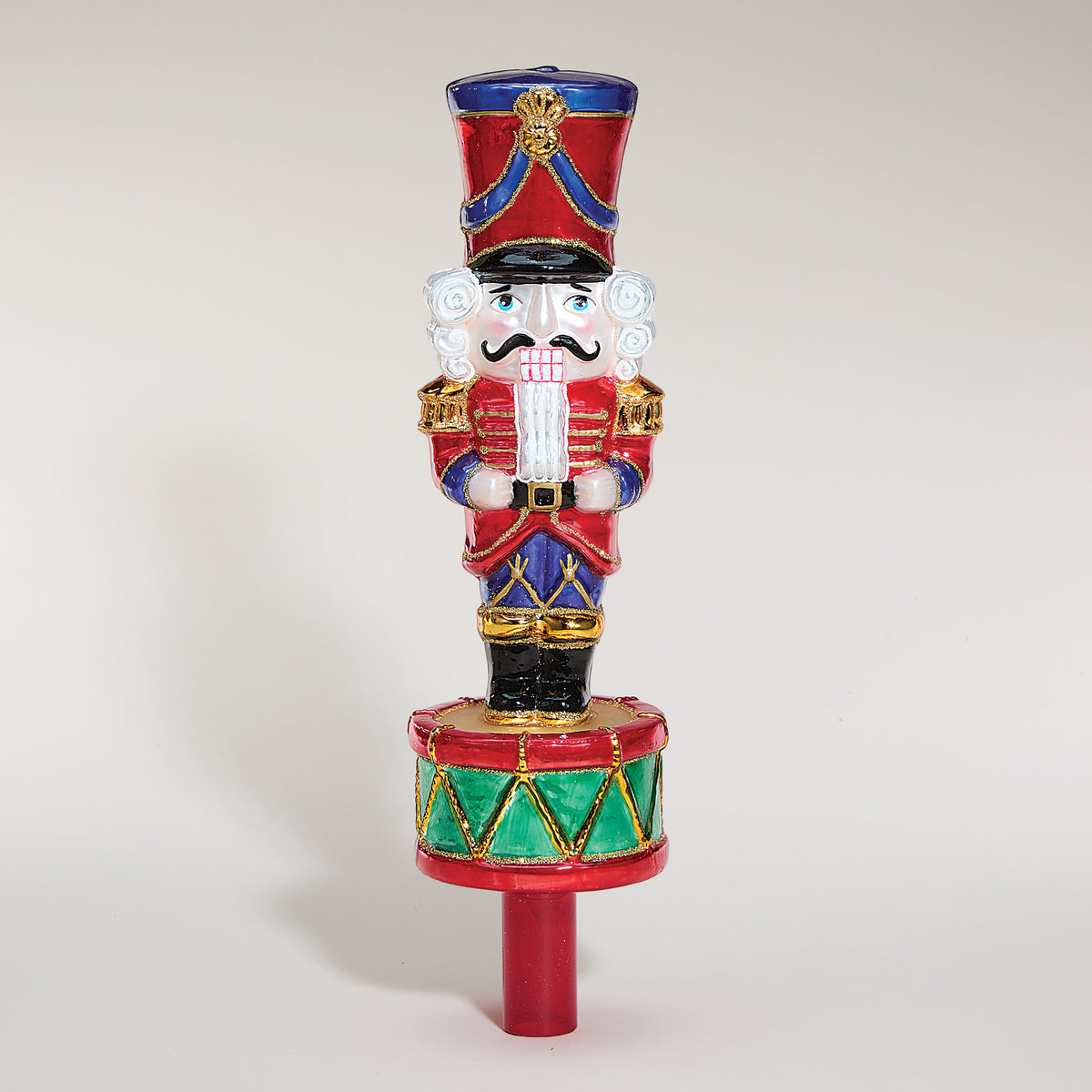 Hand-Painted Glass Nutcracker Tree Topper (Preorder)