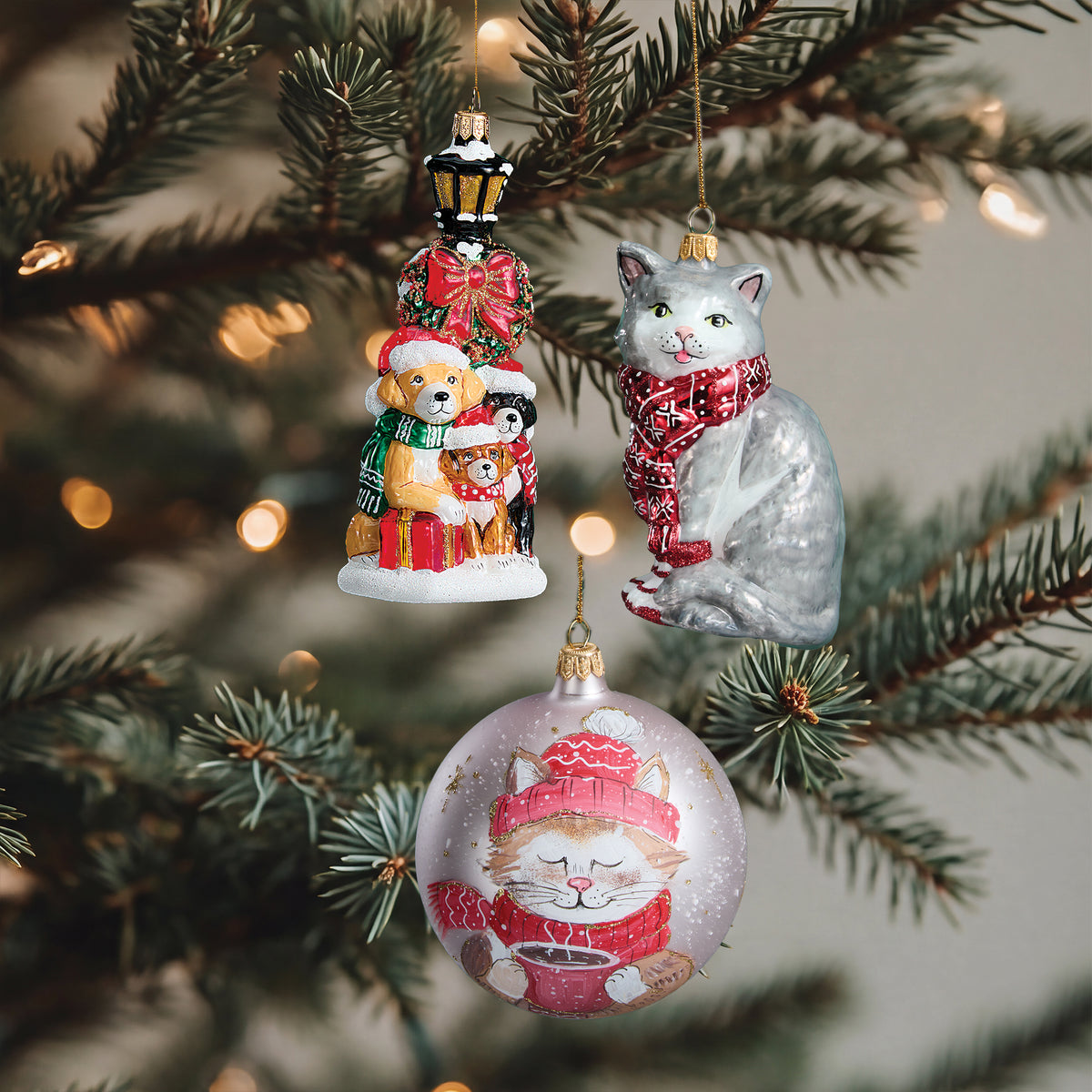 Hand-Painted Glass Paws By The Holiday Lantern Ornament (Preorder)