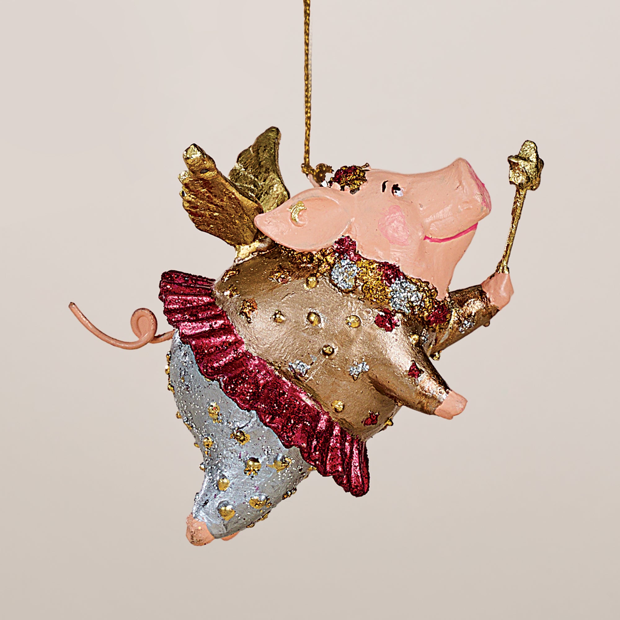 Hand-Painted Flying Fairy Pig Ornament