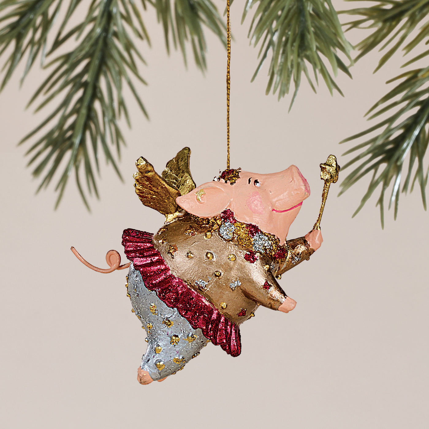 Hand-Painted Flying Fairy Pig Ornament