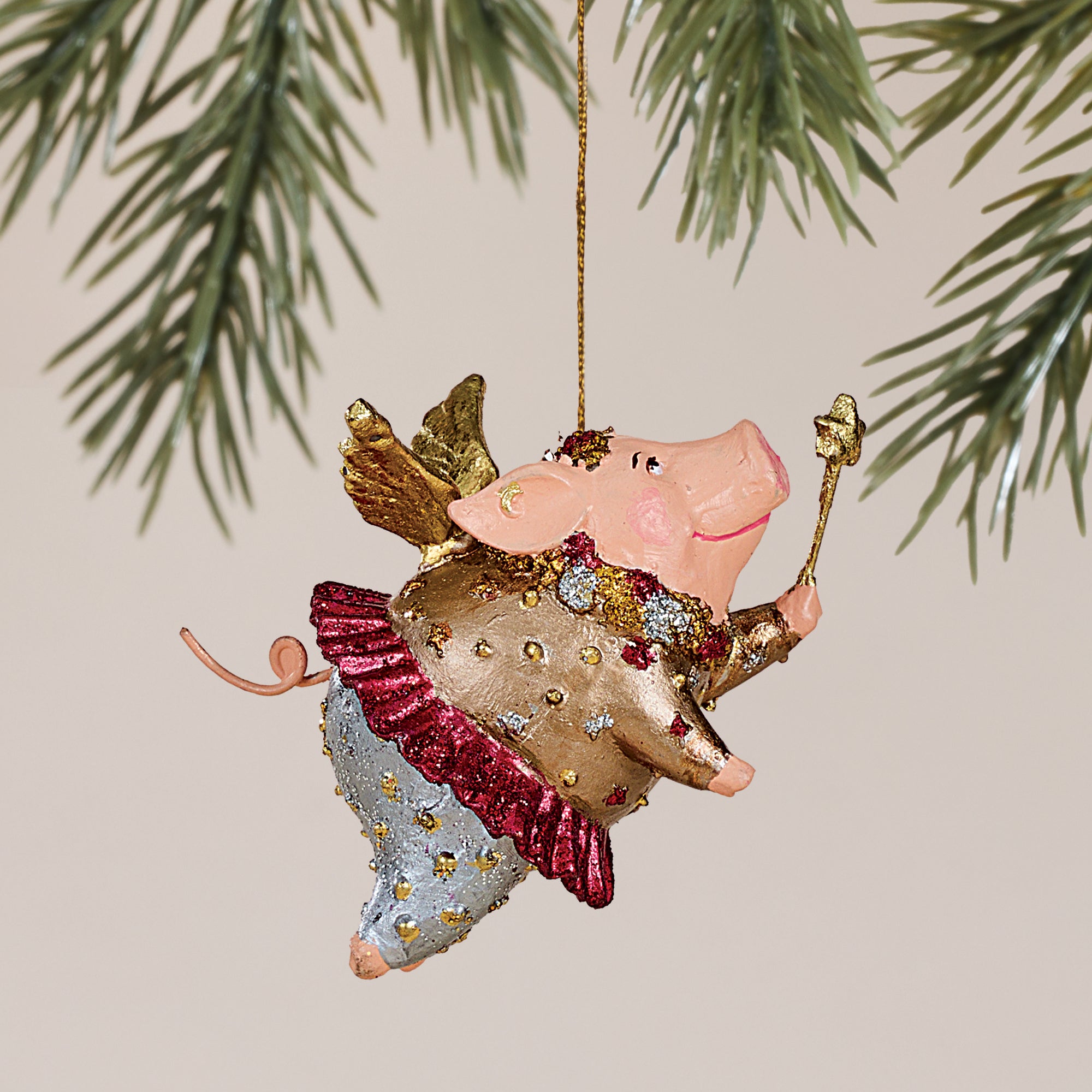 Hand-Painted Flying Fairy Pig Ornament