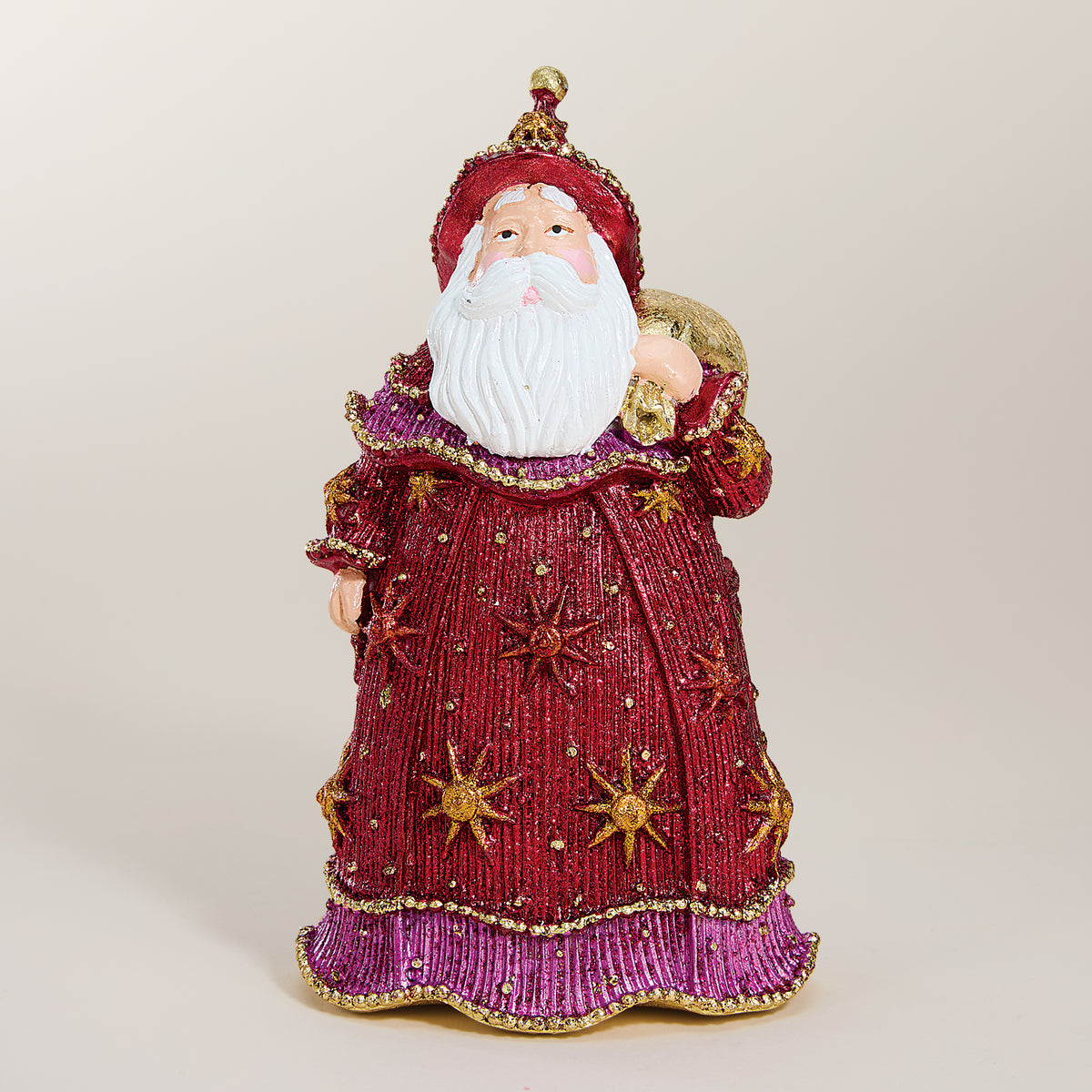 Hand-Painted Speckled Stars Santa Figurine (Preorder)