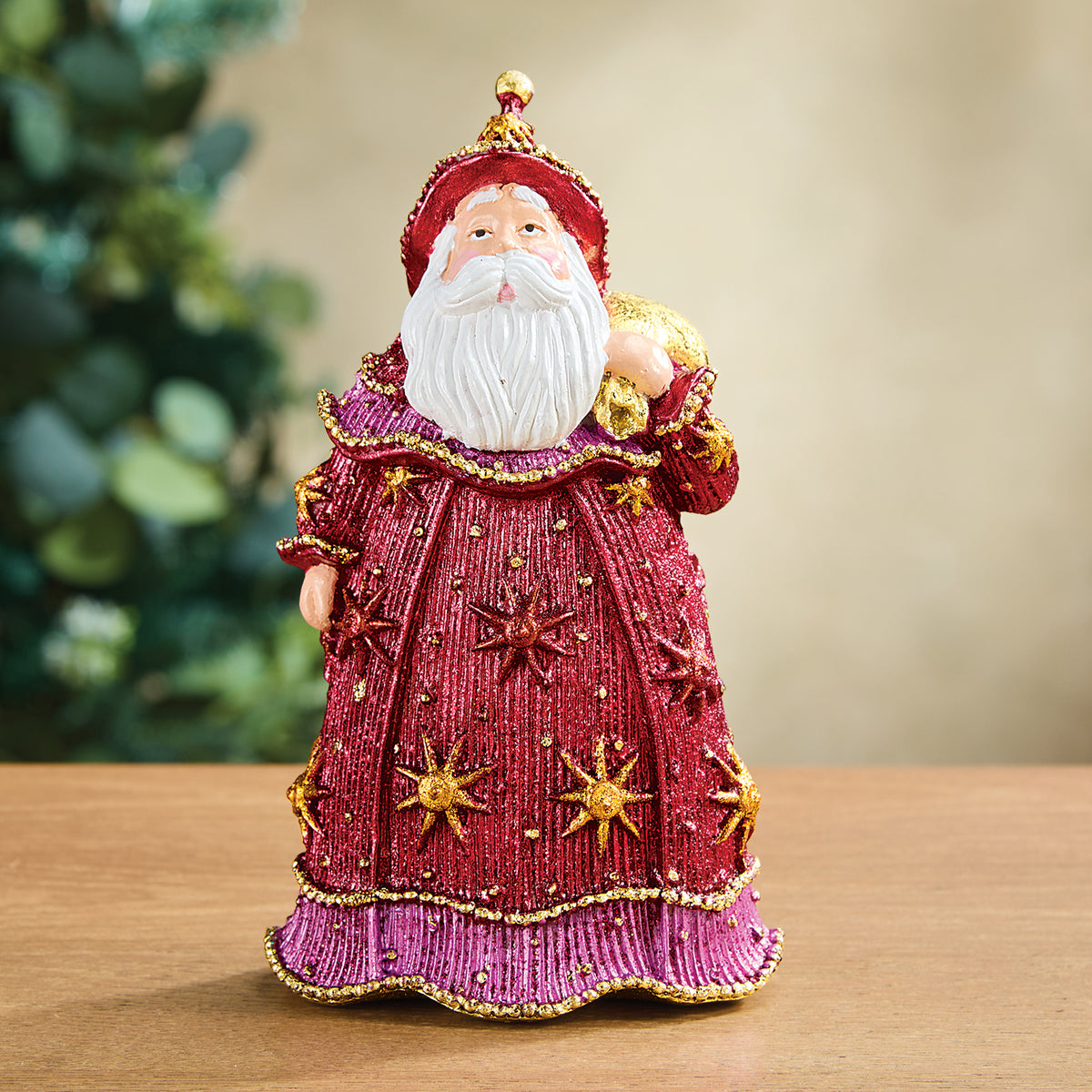 Hand-Painted Speckled Stars Santa Figurine (Preorder)