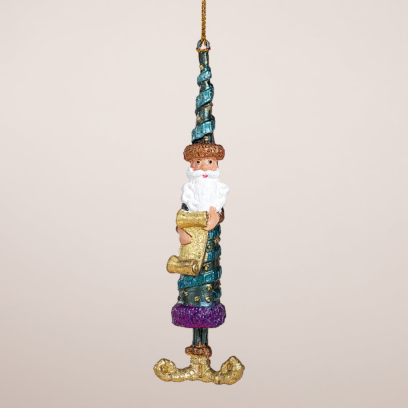 Hand-Painted Santa with Naughty & Nice List Ornament