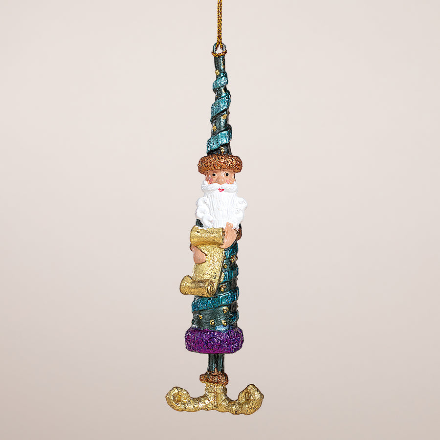 Hand-Painted Santa with Naughty & Nice List Ornament