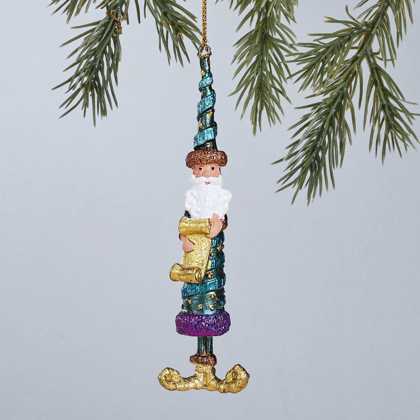 Hand-Painted Santa with Naughty & Nice List Ornament