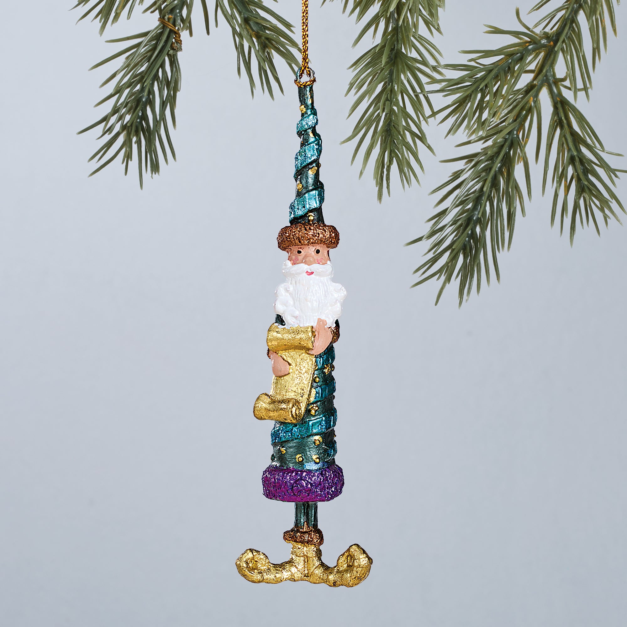 Hand-Painted Santa with Naughty & Nice List Ornament