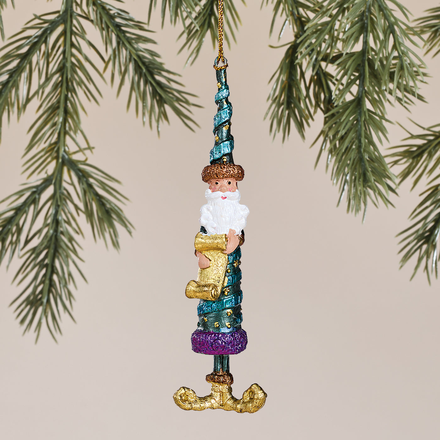 Hand-Painted Santa with Naughty & Nice List Ornament