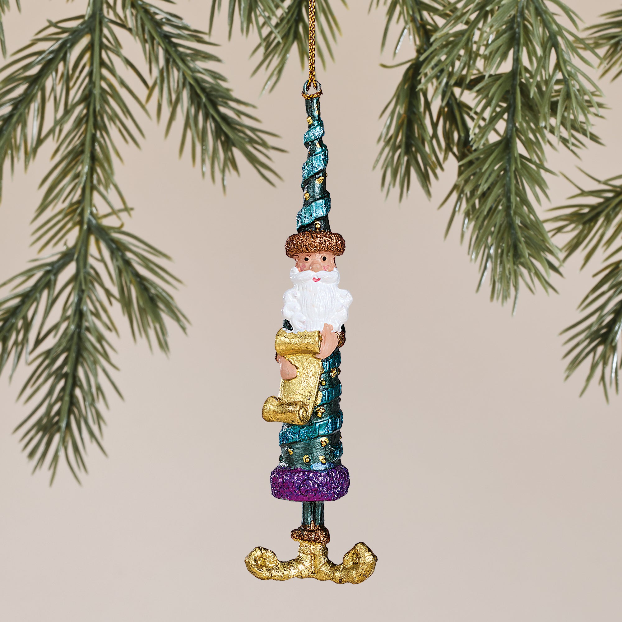 Hand-Painted Santa with Naughty & Nice List Ornament