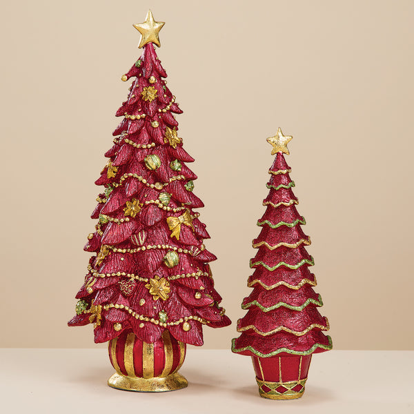 Glittering Burgundy & Gold Christmas Trees