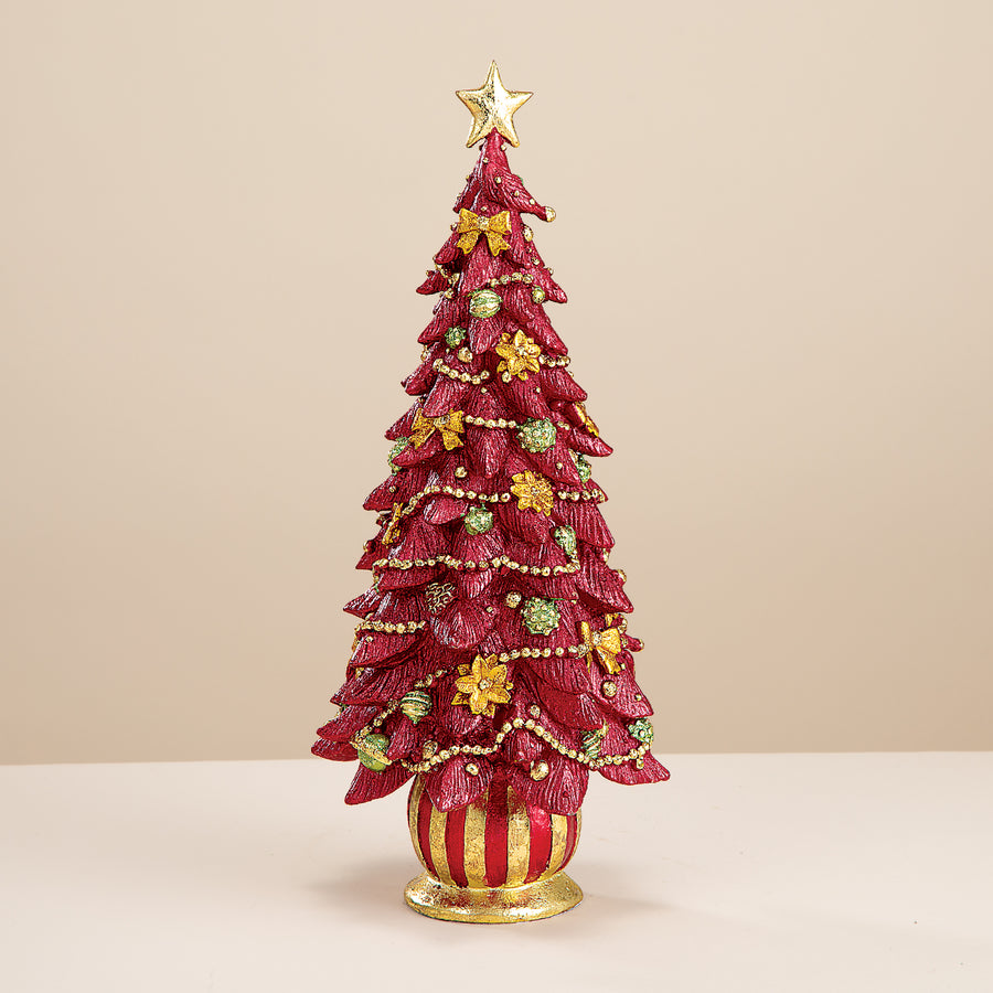 Glittering Burgundy & Gold Christmas Ornament Tree