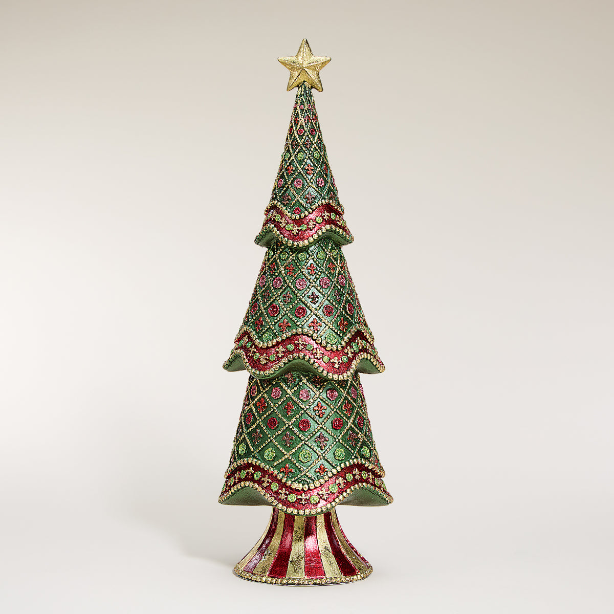 Hand-Painted Scalloped & Striped Tree (Preorder)