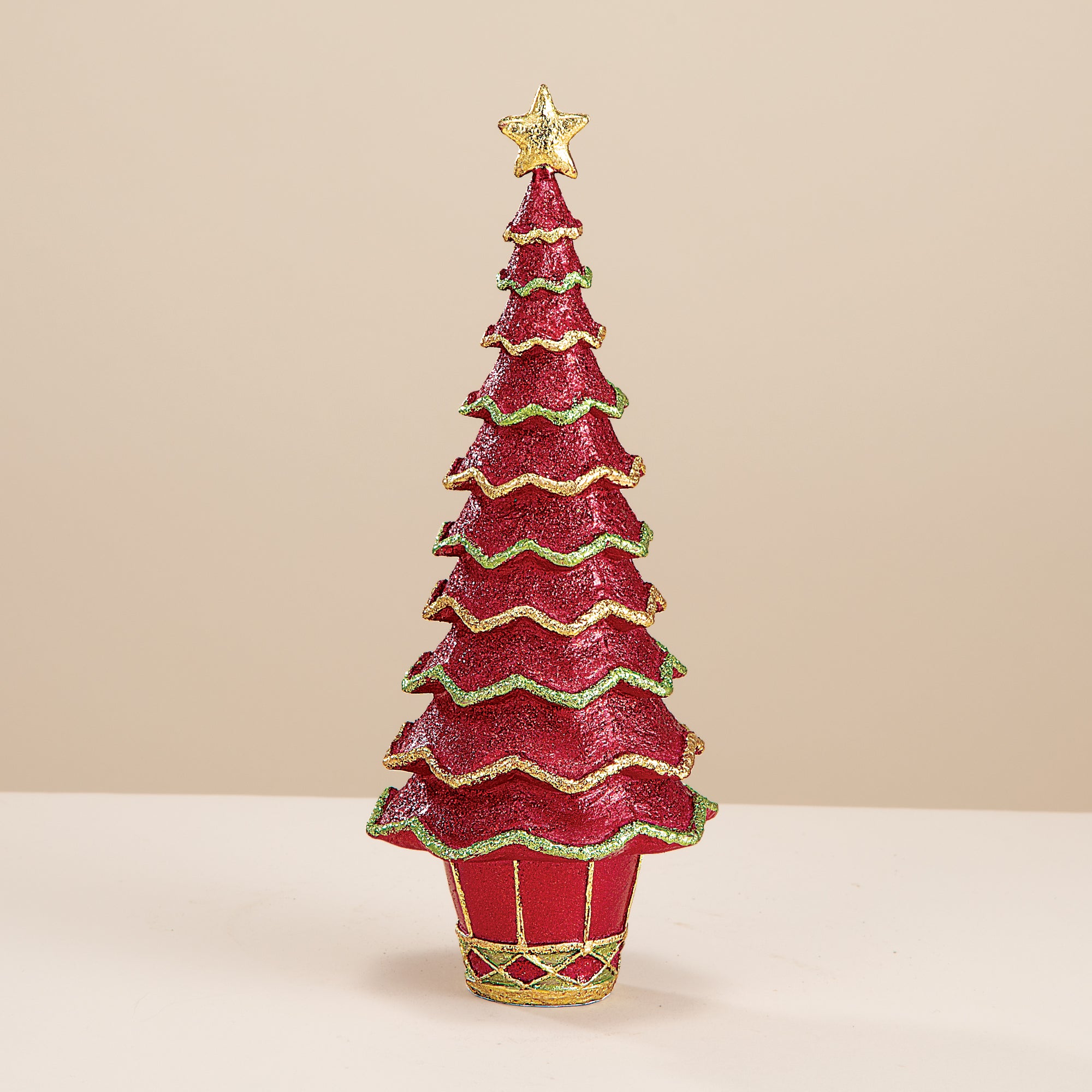 Glittering Burgundy & Gold Layered Christmas Tree