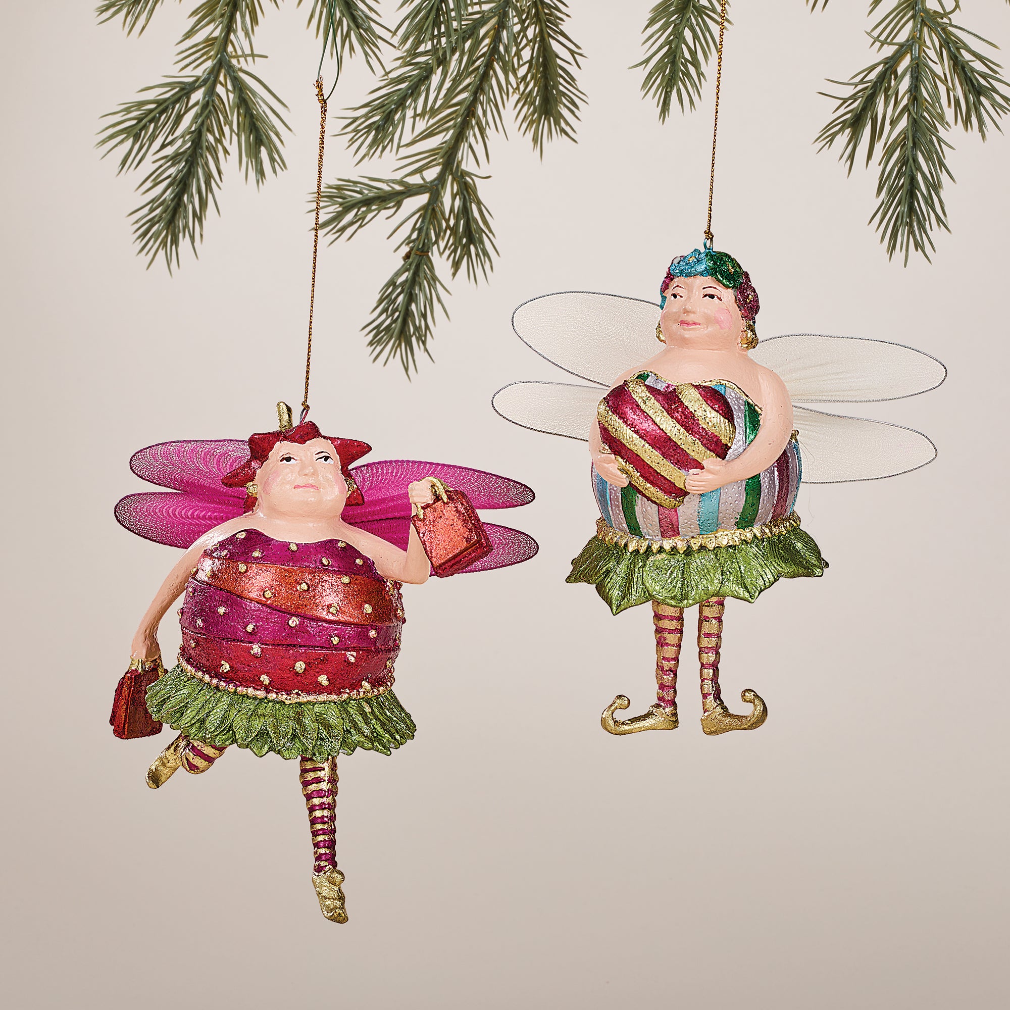 Hand-Painted Fabulous Fairies Ornaments Set of 2