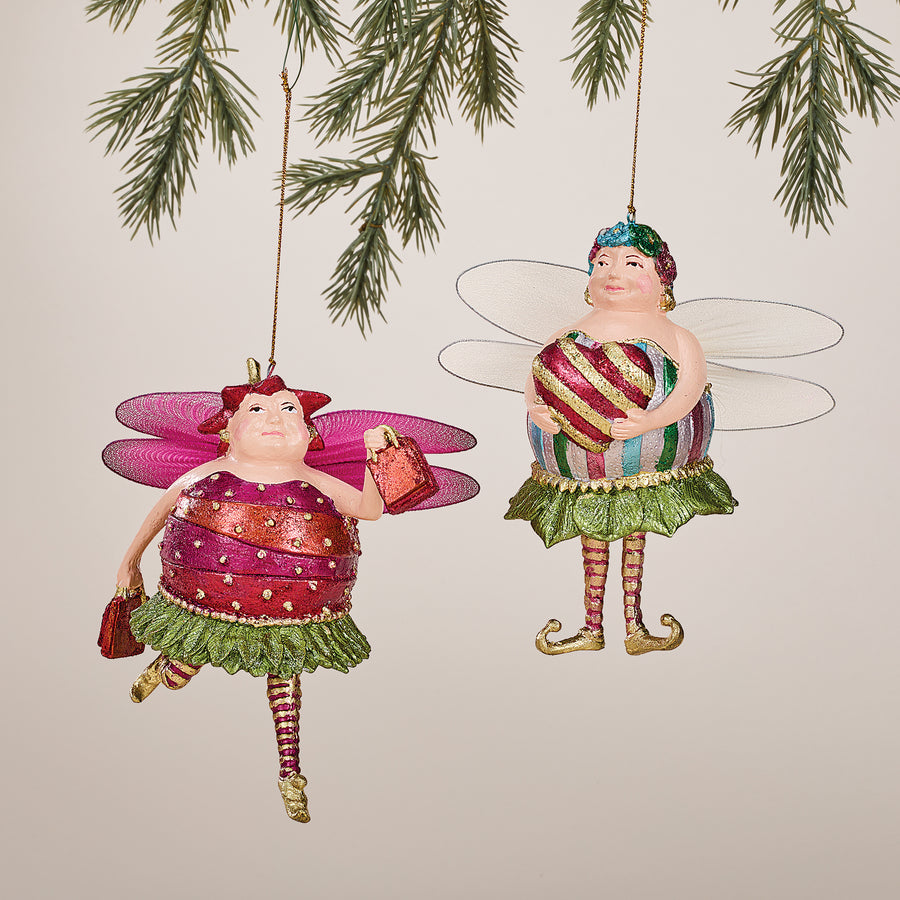 Hand-Painted Fabulous Fairies Ornaments Set of 2