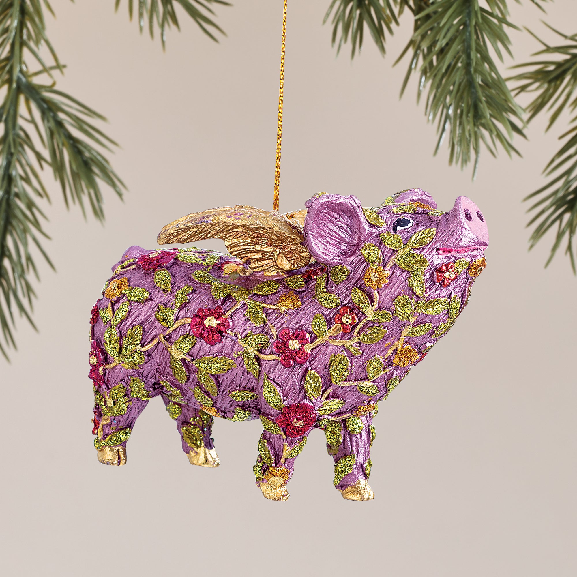Hand-Painted Flying Pig Ornament | Uno Alla Volta