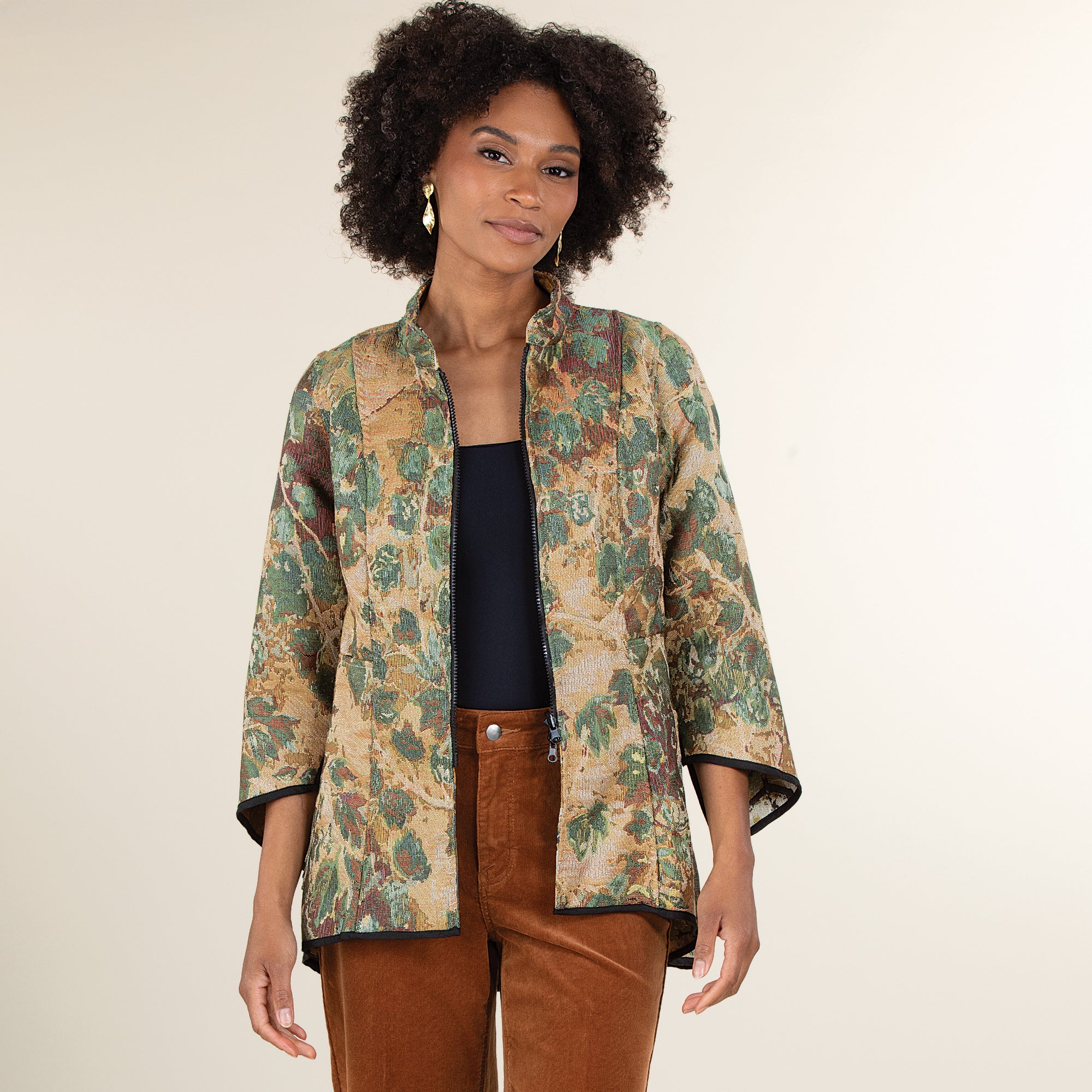 Reversible Leaf Pattern Jacket | Uno Alla Volta