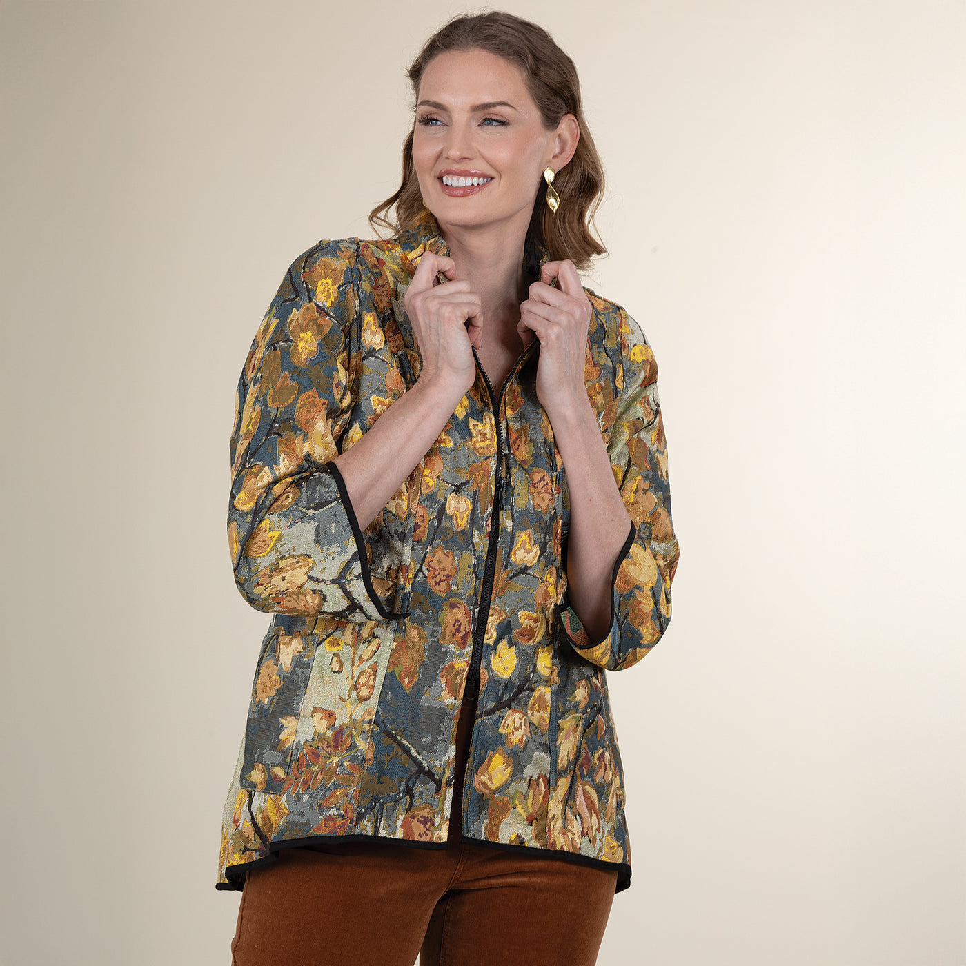 Reversible Leaf Pattern Jacket