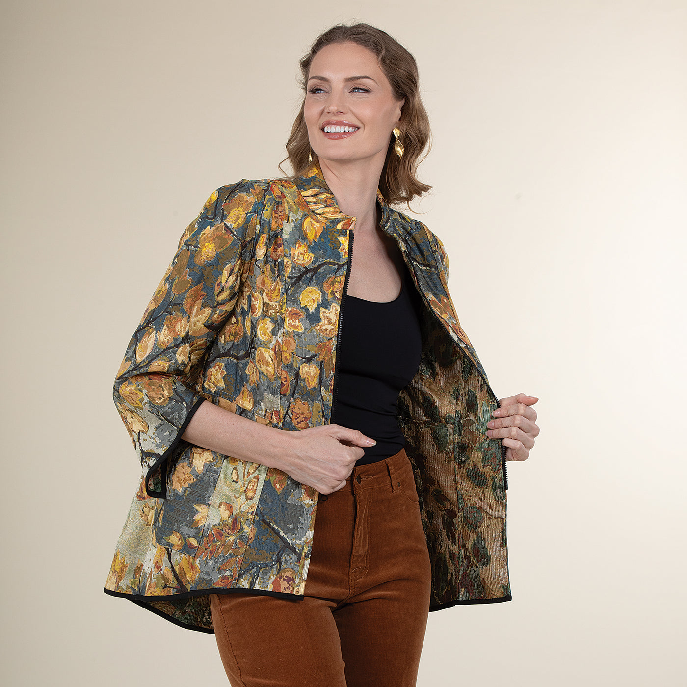 Reversible Leaf Pattern Jacket