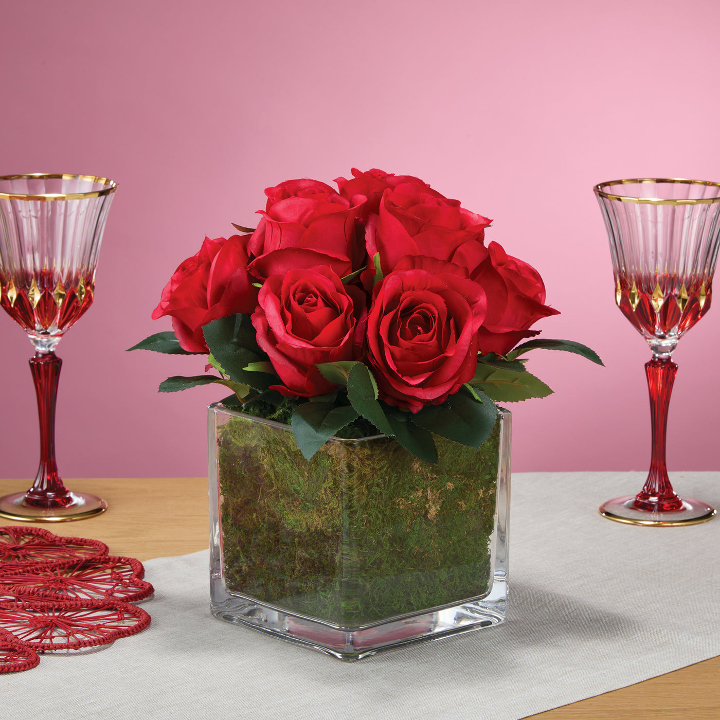 Faux Red Roses Arrangement (Preorder)