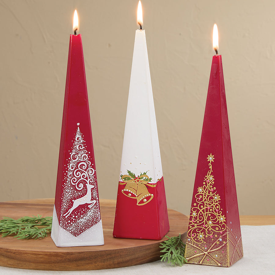 Hand-Painted Golden Twinkling Tree Candle