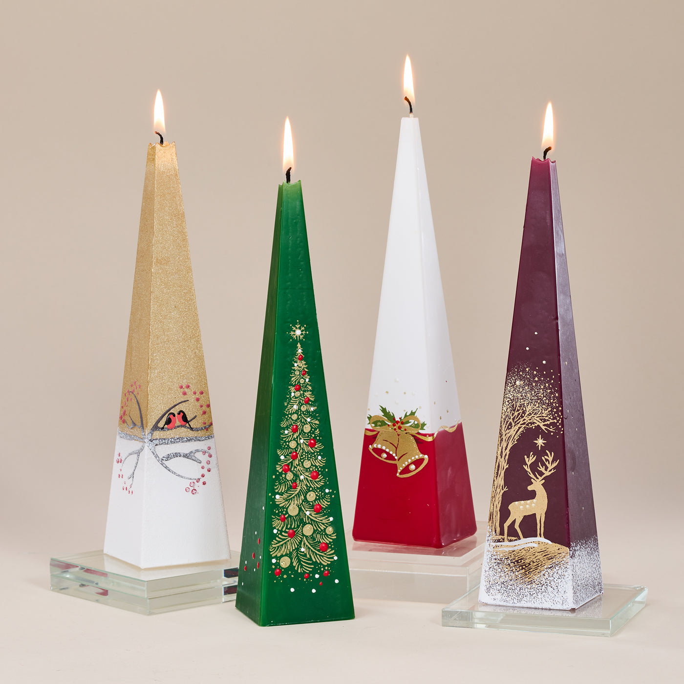 Hand-Painted Snowy Reindeer Candle