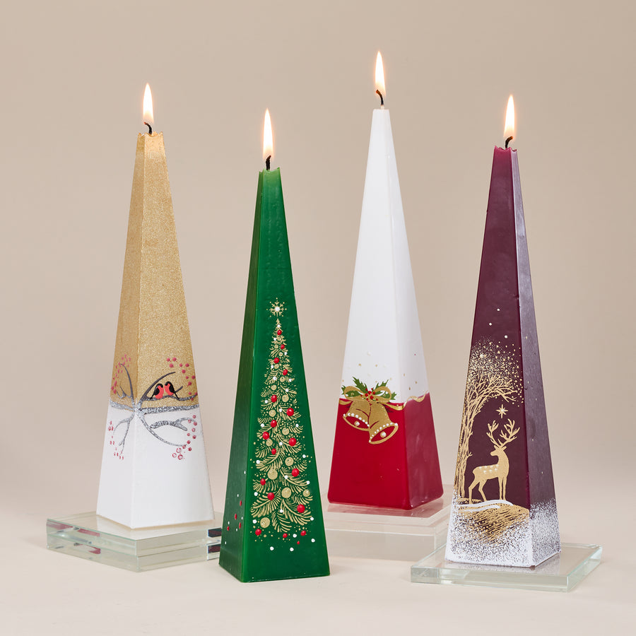 Hand-Painted Snowy Reindeer Candle