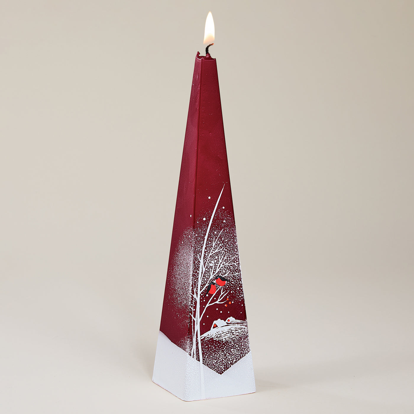 Hand-Painted Snowy Robins Candle