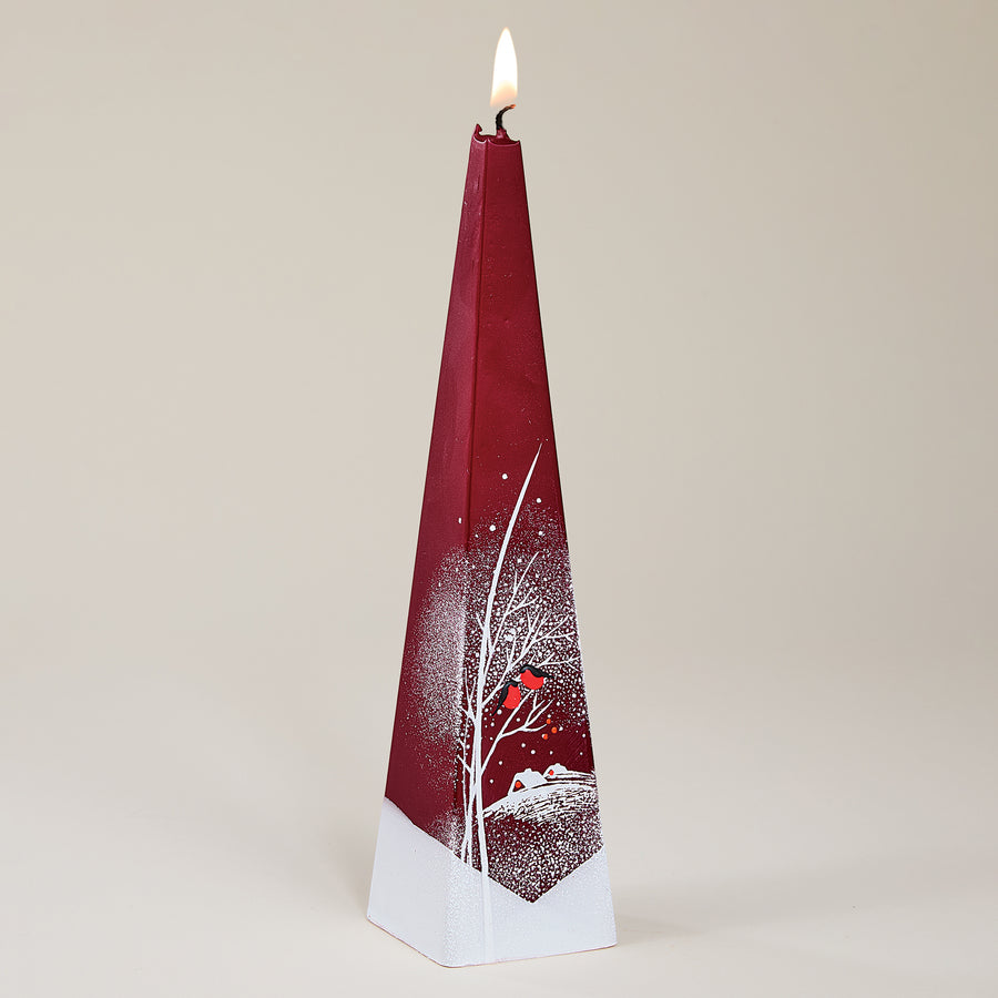 Hand-Painted Snowy Robins Candle