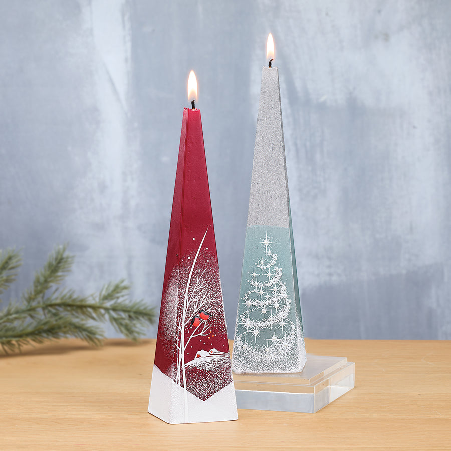 Hand-Painted Snowy Robins Candle