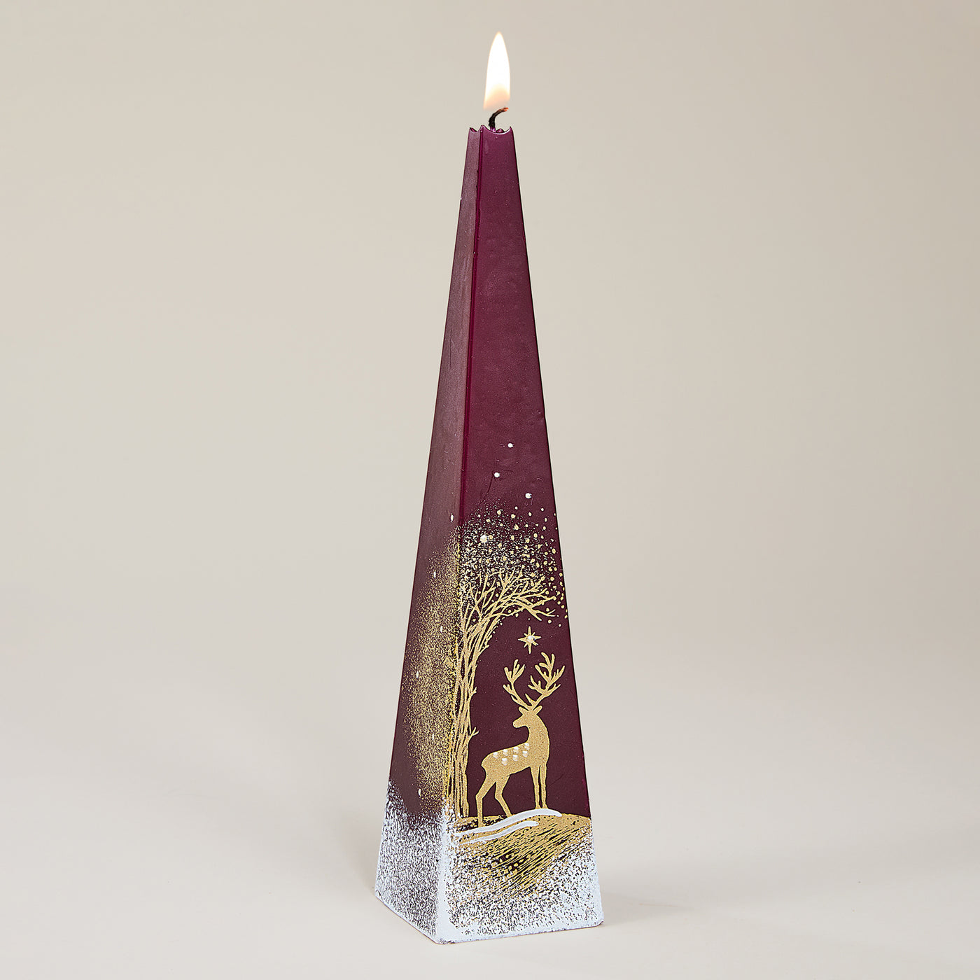 Hand-Painted Snowy Reindeer Candle