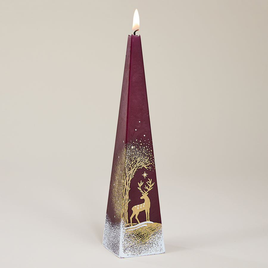 Hand-Painted Snowy Reindeer Candle