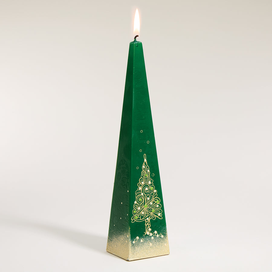 Hand-Painted Petite Christmas Tree Candle (Preorder)