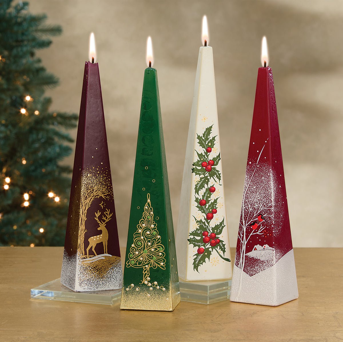 Hand-Painted Petite Christmas Tree Candle (Preorder)