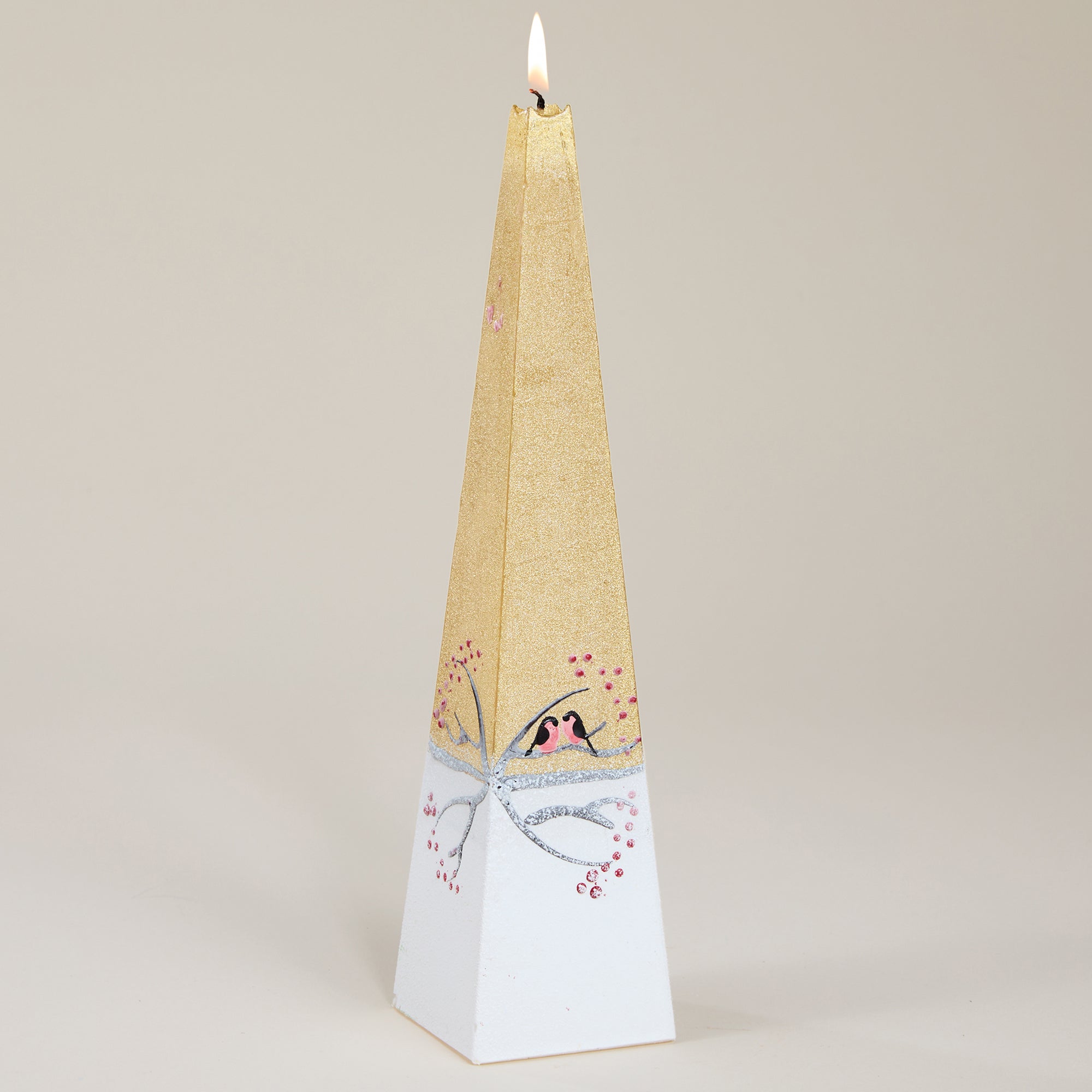 Hand-Painted Chickadee Candle