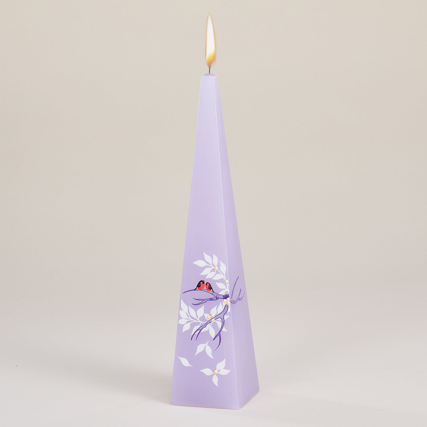 Hand-Painted Lilac Lovebirds Candle