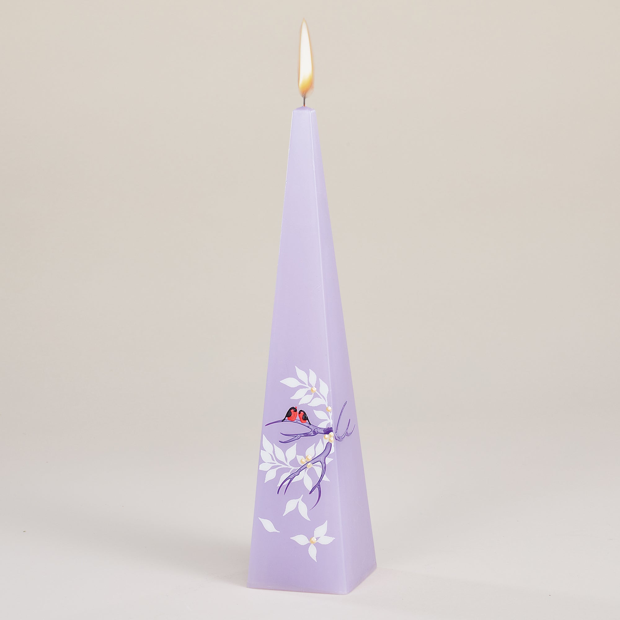 Hand-Painted Lilac Lovebirds Candle