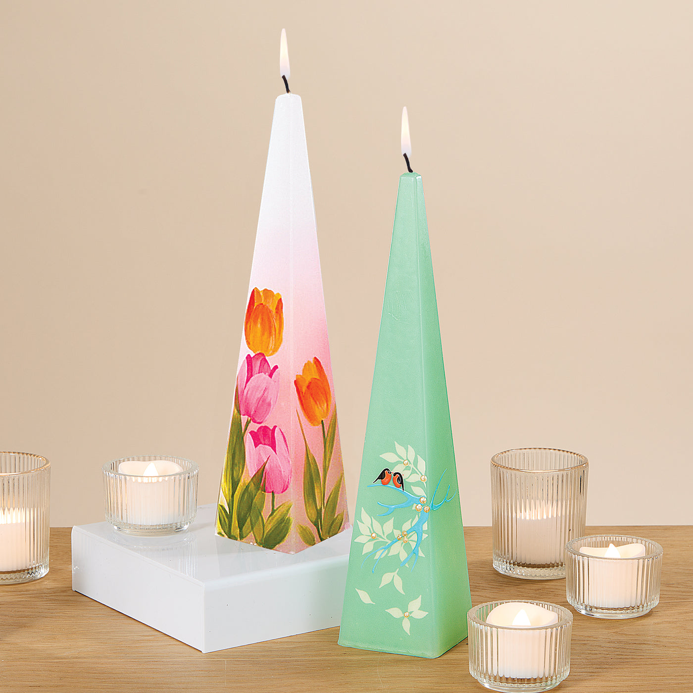 Hand-Painted Swallows Candle (Preorder)