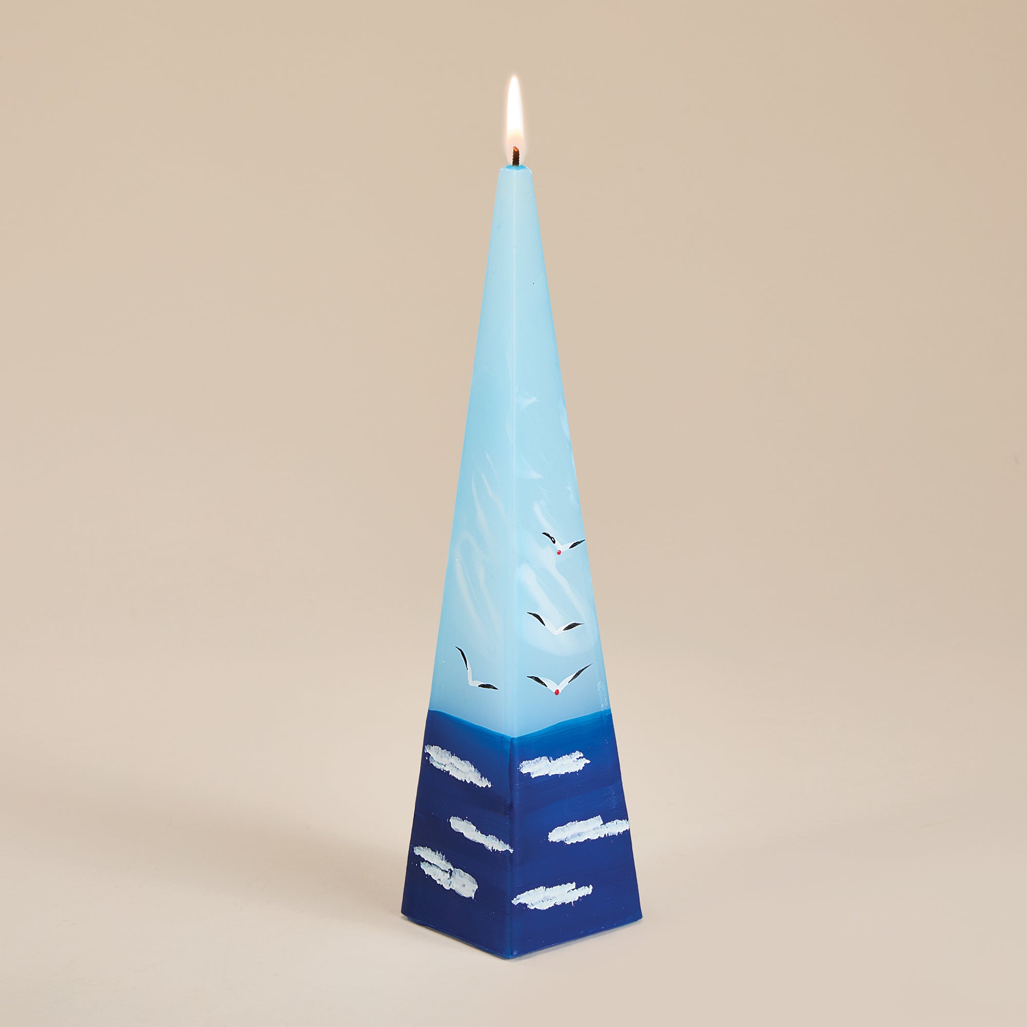 Hand-Painted Flight of Seagulls Candle