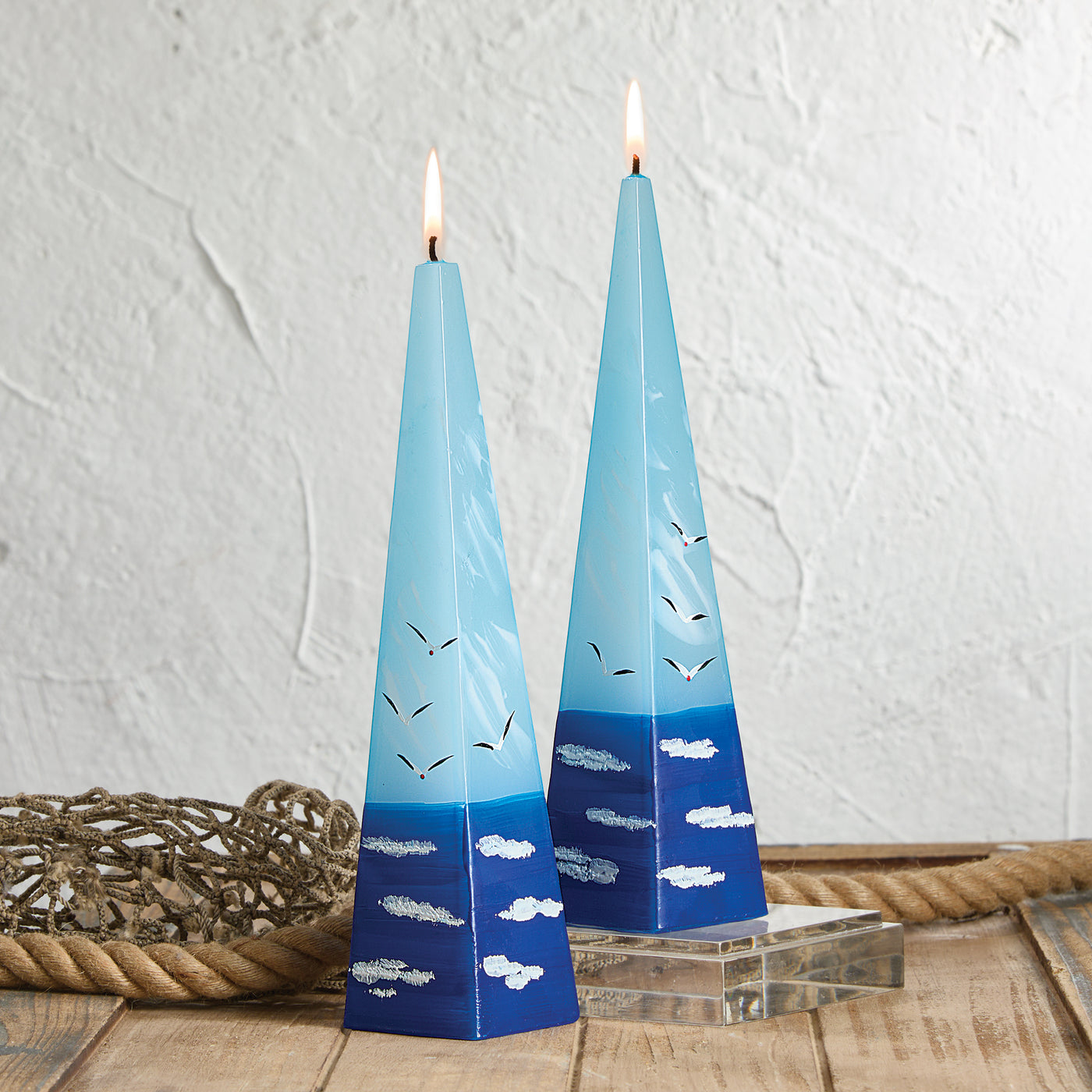 Hand-Painted Flight of Seagulls Candle