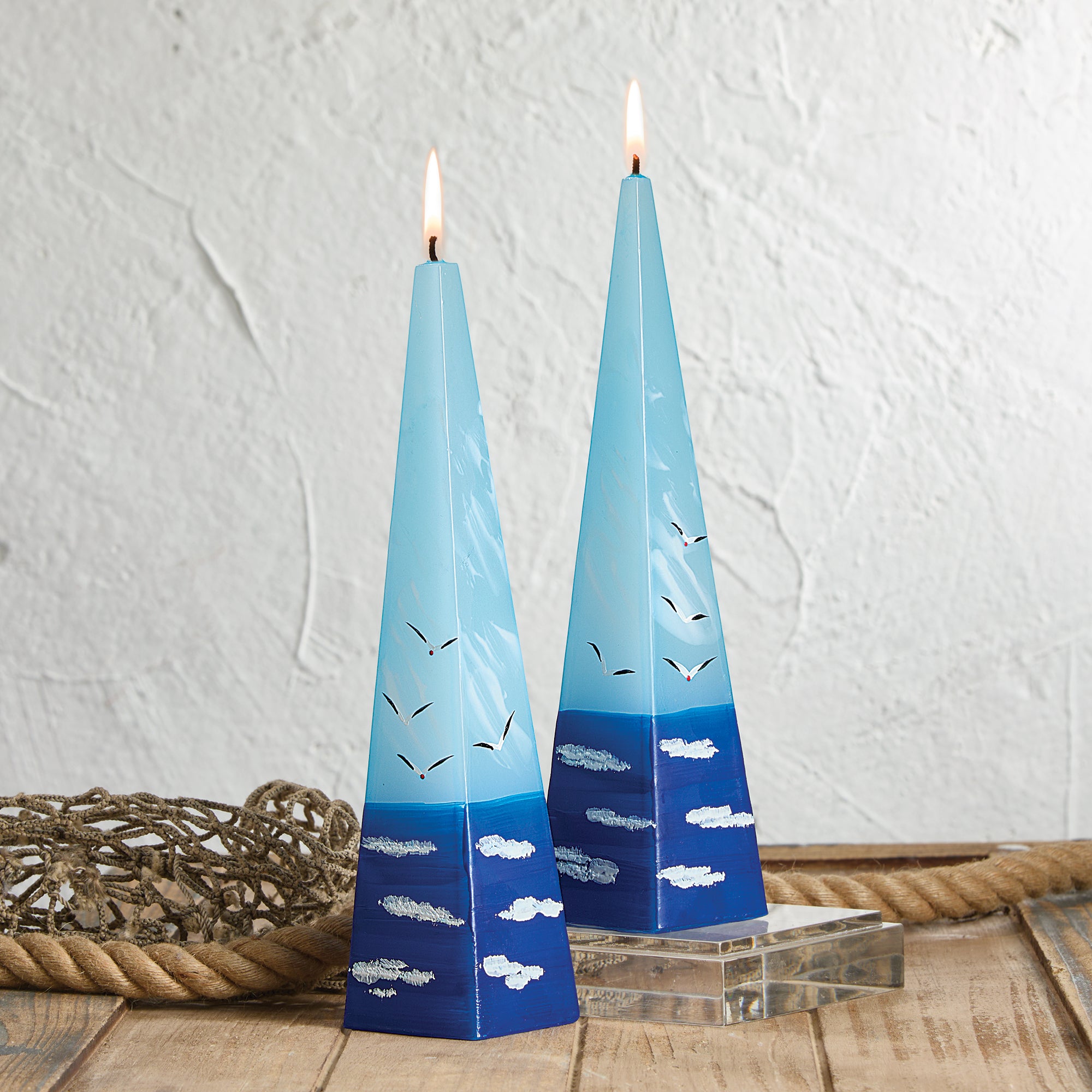 Hand-Painted Flight of Seagulls Candle