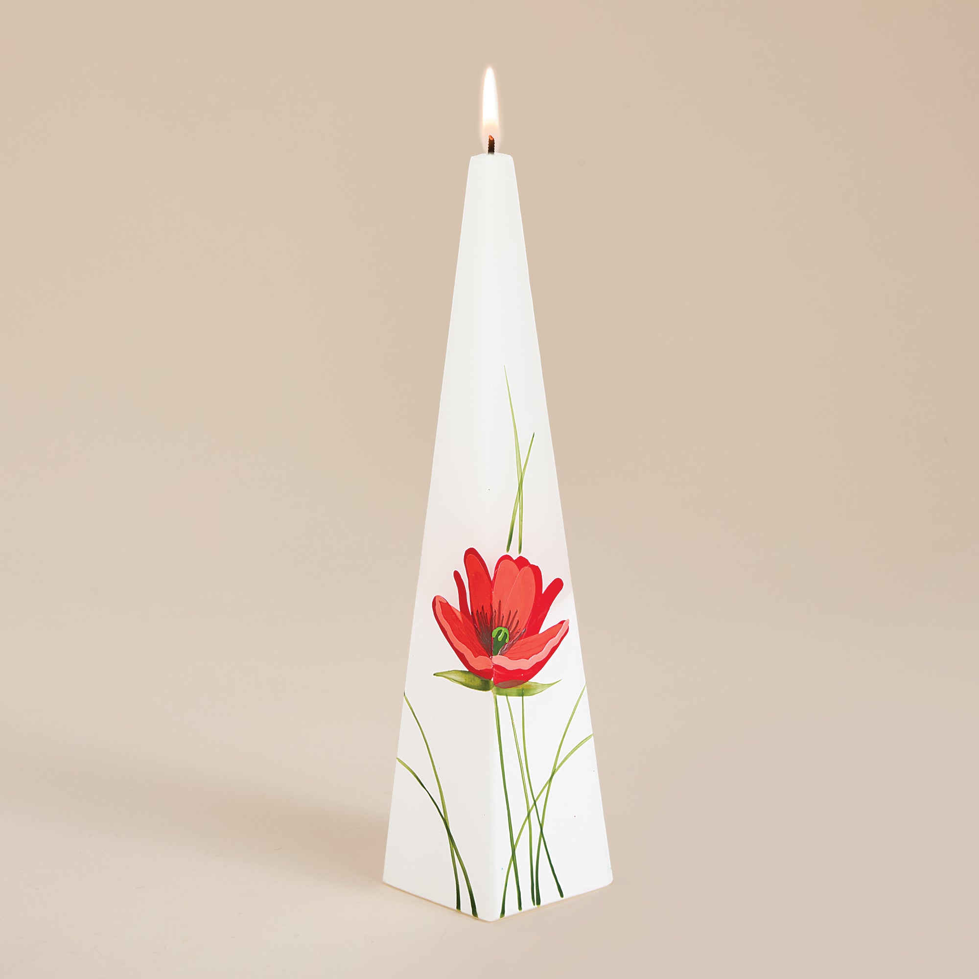 Hand-Painted Pretty Poppy Candle