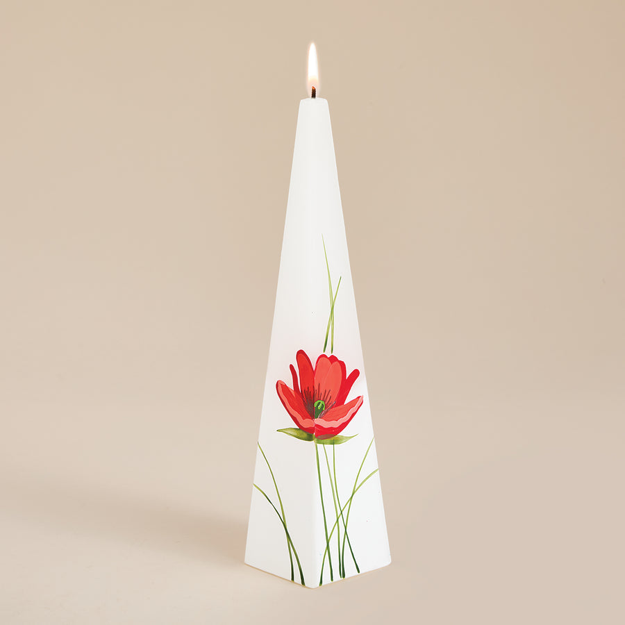 Hand-Painted Pretty Poppy Candle