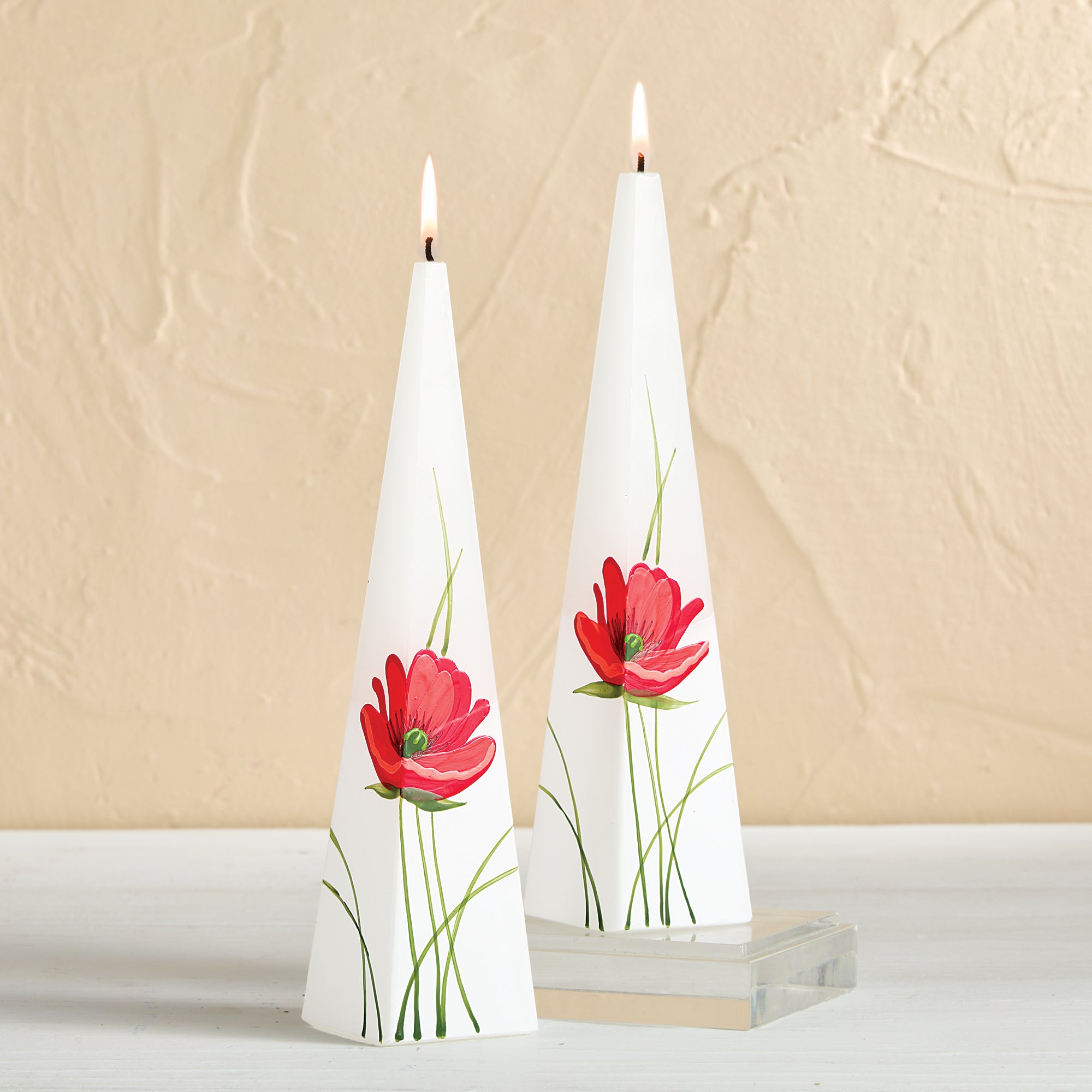 Hand-Painted Pretty Poppy Candle