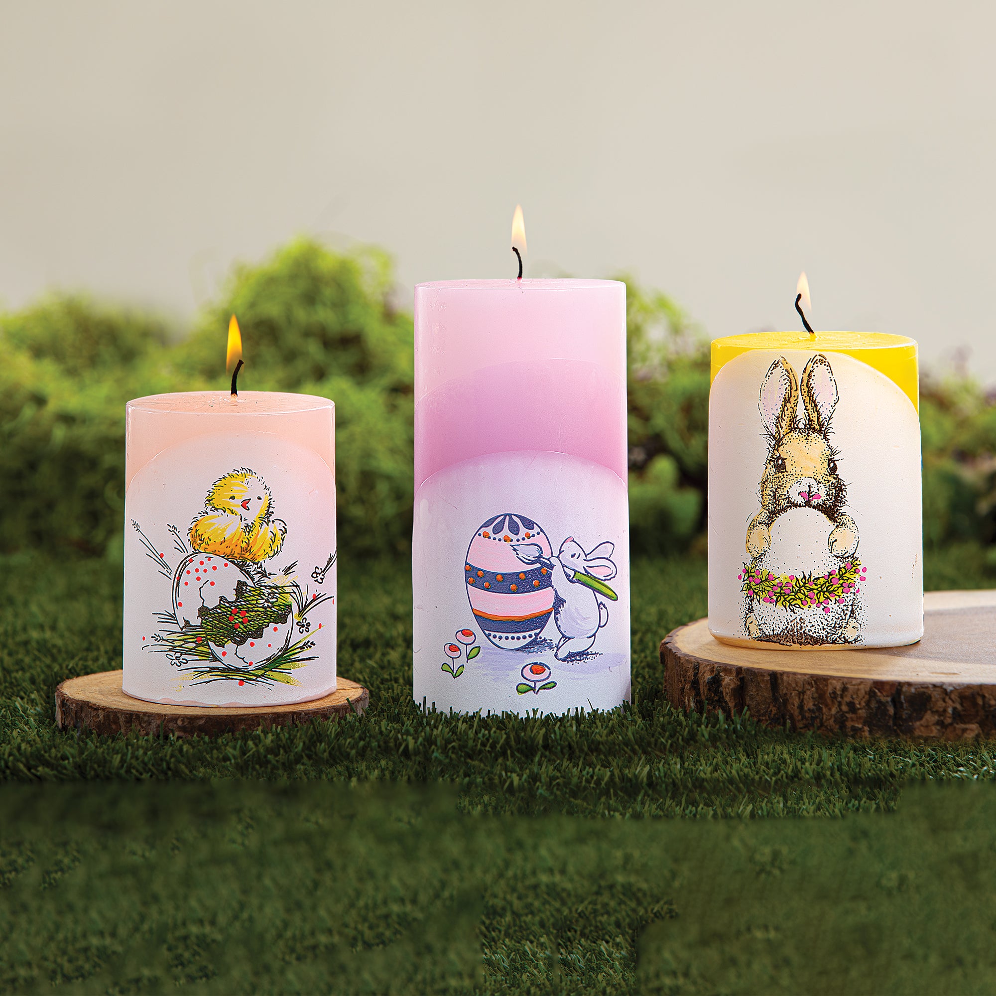 Hand-Painted Bunny Painting Egg Candle (Preorder)