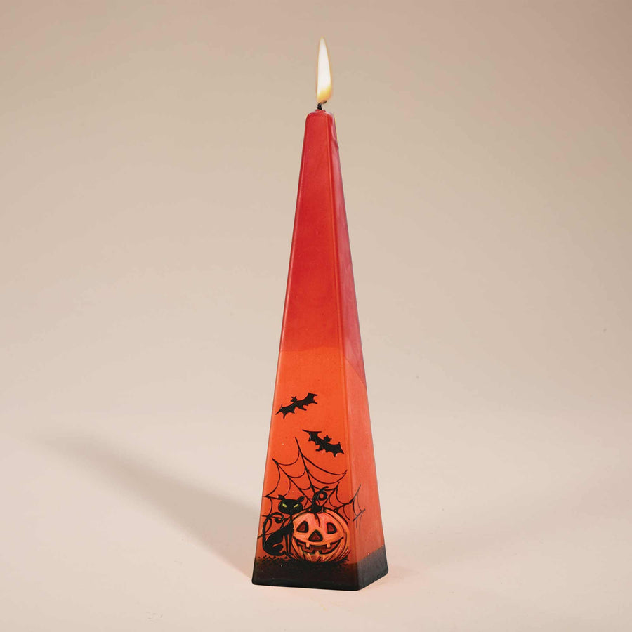 Hand-Painted Witchy Cat & Pumpkin Candle