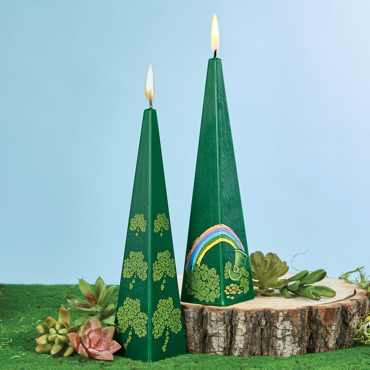 Hand-Painted Climbing Clovers Candle (Preorder)