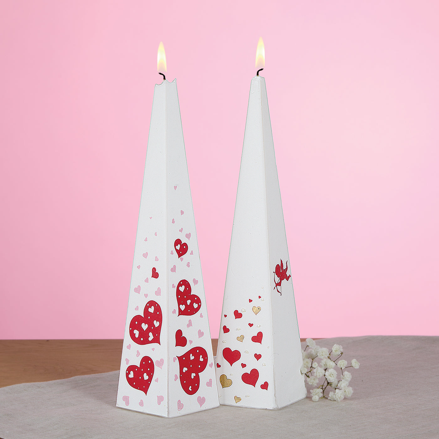 Hand-Painted Confetti Hearts Candle (Preorder)