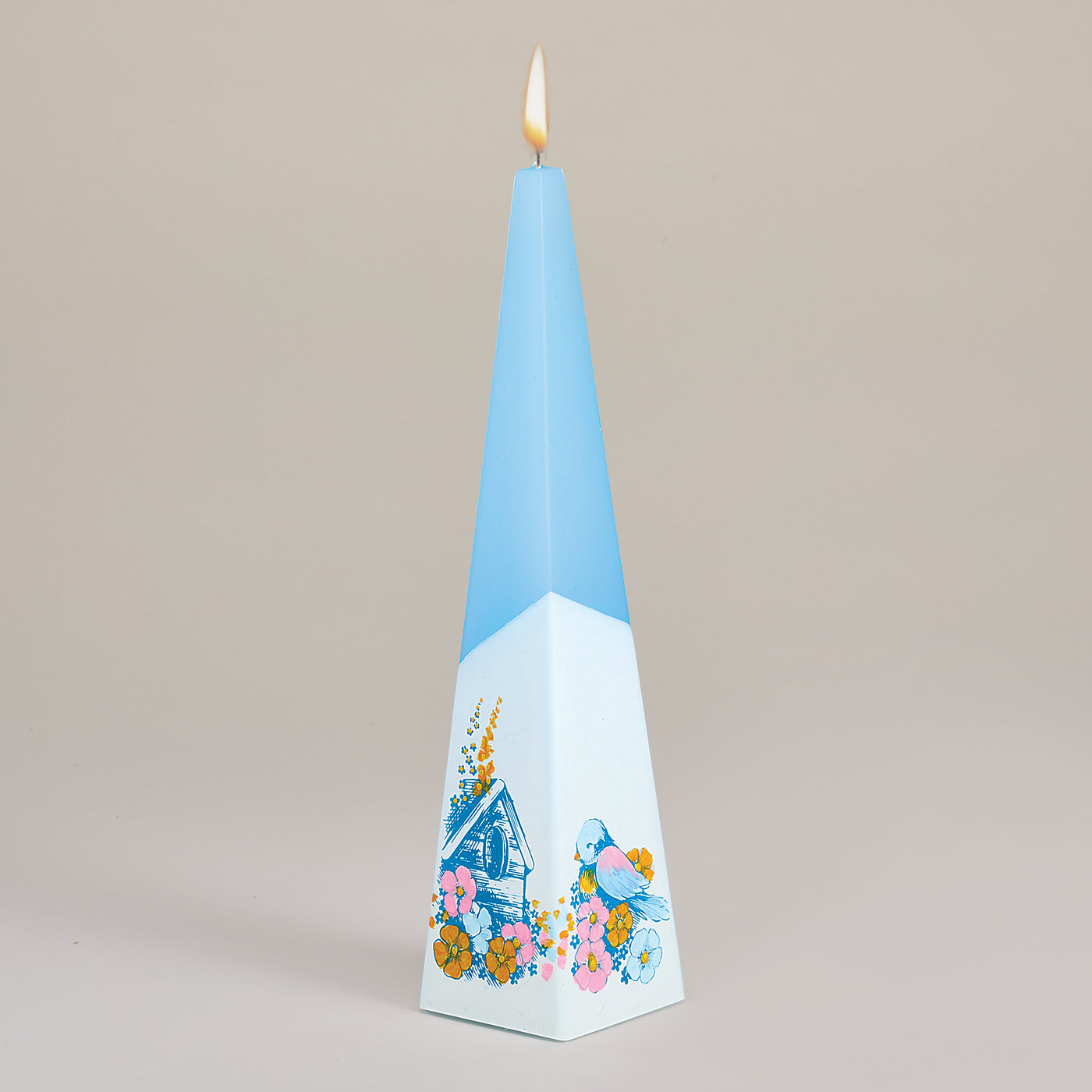 Hand-Painted Blue Birdhouse Candle