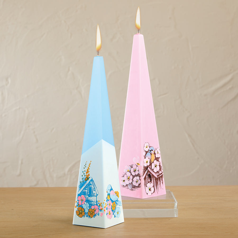 Hand-Painted Pink Birdhouse Candle